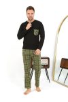 Erkek Moda Çizgi Uzun Kol Penye Siyah Pijama Takımı 6861