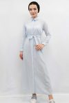 Moda Çizgi Seersucker Dress Blue