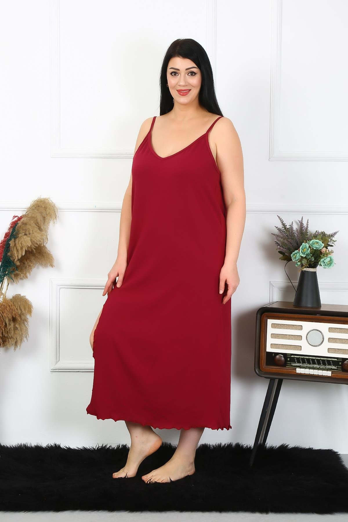 moda-cizgi-kadin-buyuk-beden-ip-askili-pamuklu-bordo-uzun-gecelik-12100-383475-77-B blank