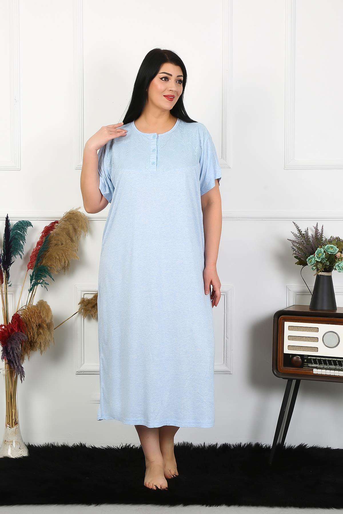 moda-cizgi-kadin-buyuk-beden-kisa-kol-mavi-dantelli-anne-gecelik-1376-383626-77-B blank