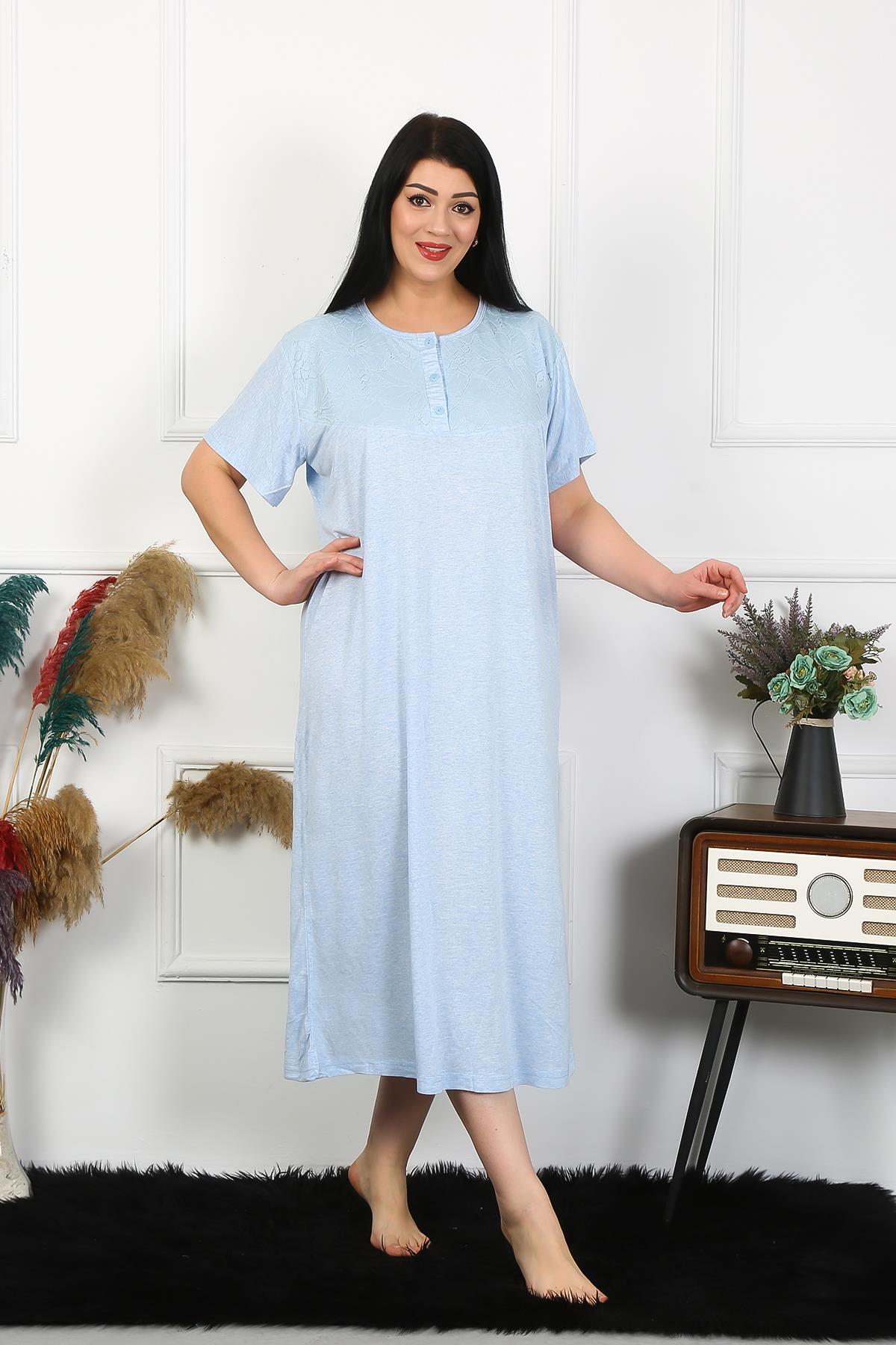 moda-cizgi-kadin-buyuk-beden-kisa-kol-mavi-dantelli-anne-gecelik-1376-383628-77-B blank