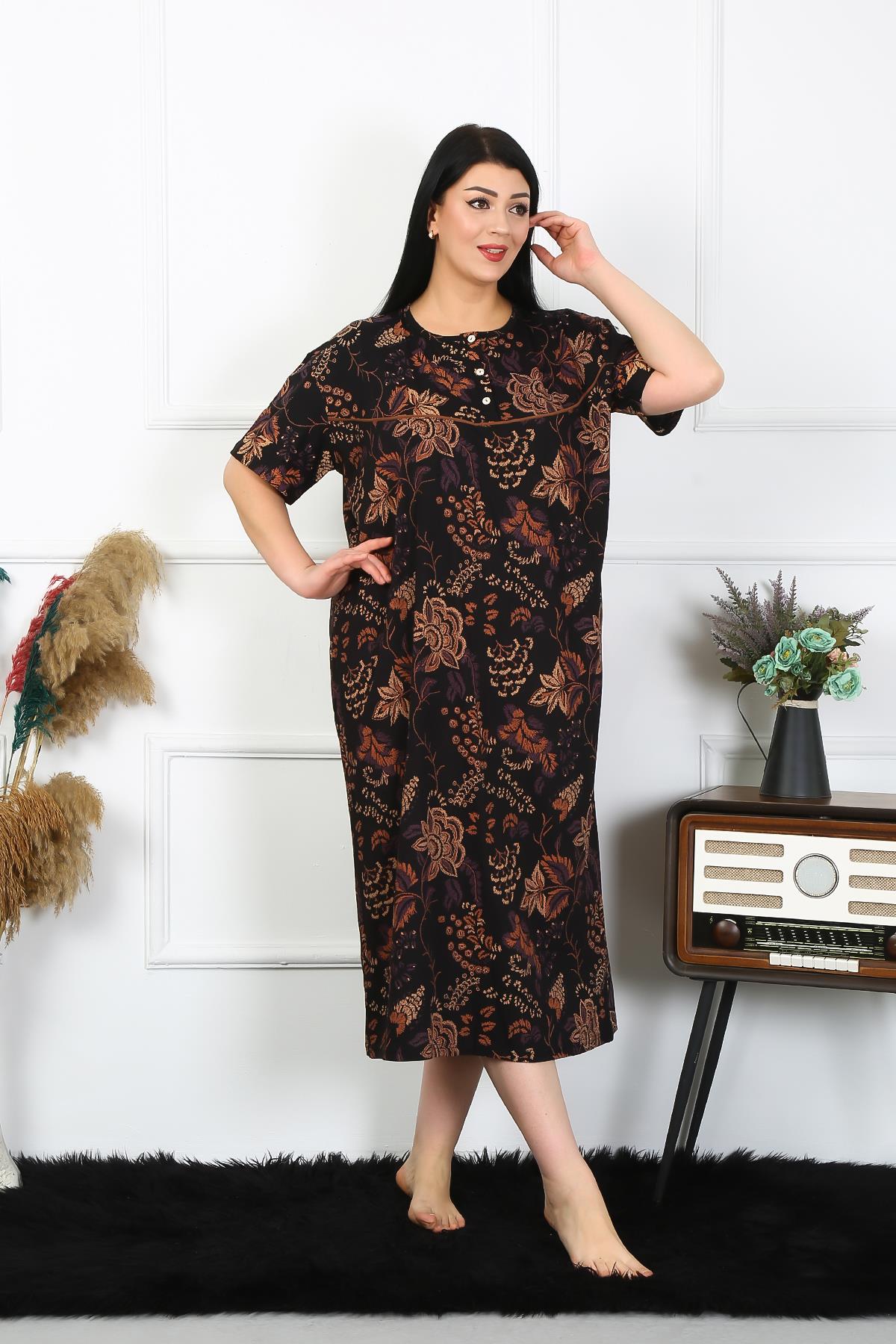 moda-cizgi-kadin-buyuk-beden-kisa-kol-siyah-anne-gecelik-1375-383631-77-B blank