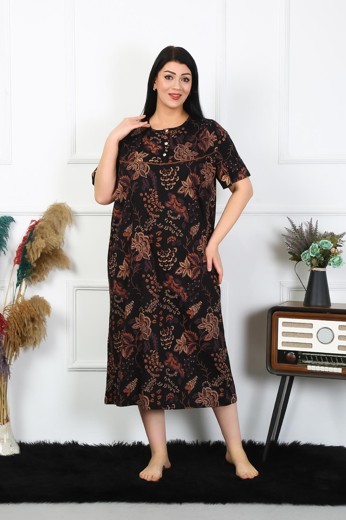 moda-cizgi-kadin-buyuk-beden-kisa-kol-siyah-anne-gecelik-1375-383632-77-B blank