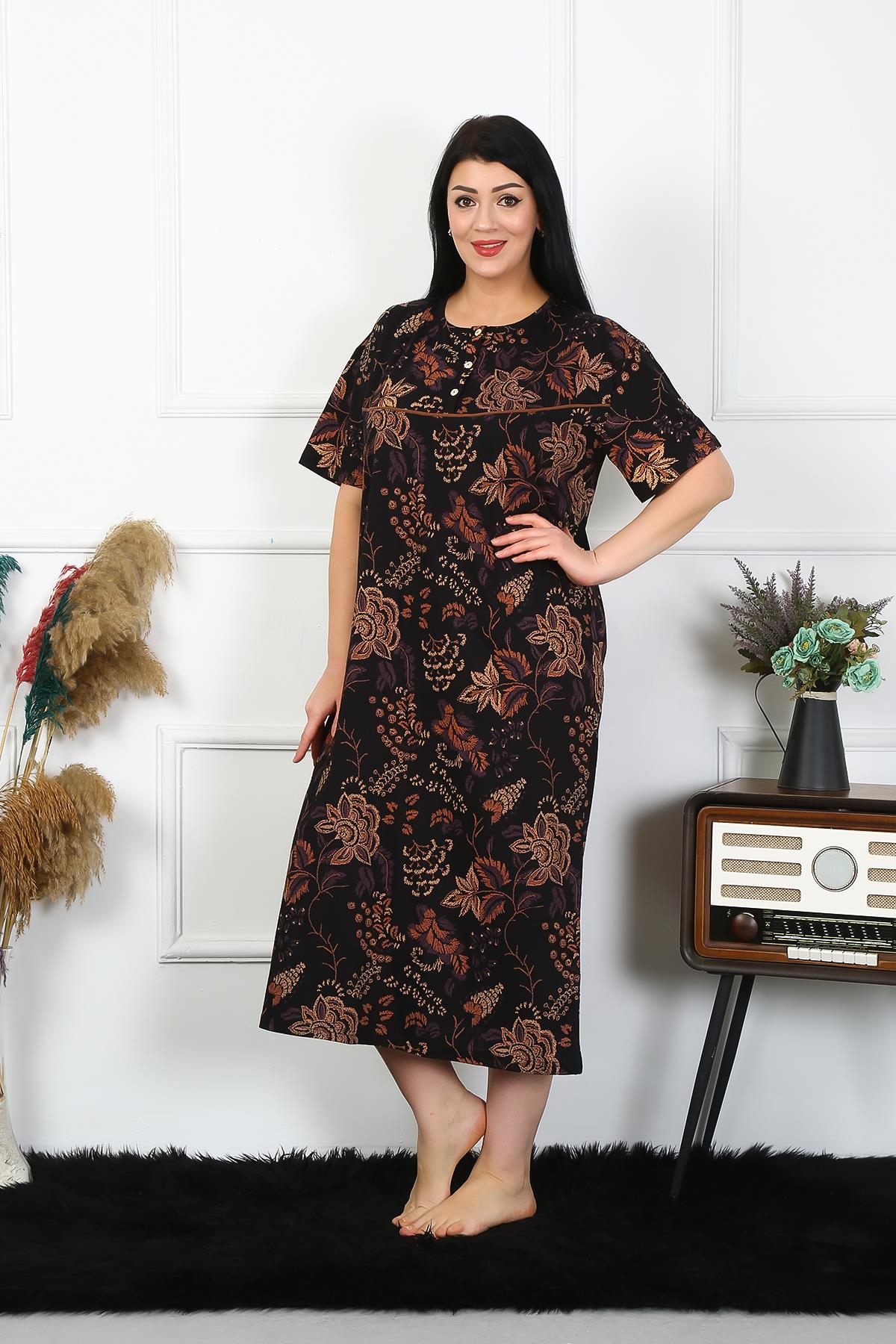 moda-cizgi-kadin-buyuk-beden-kisa-kol-siyah-anne-gecelik-1375-383633-77-B blank