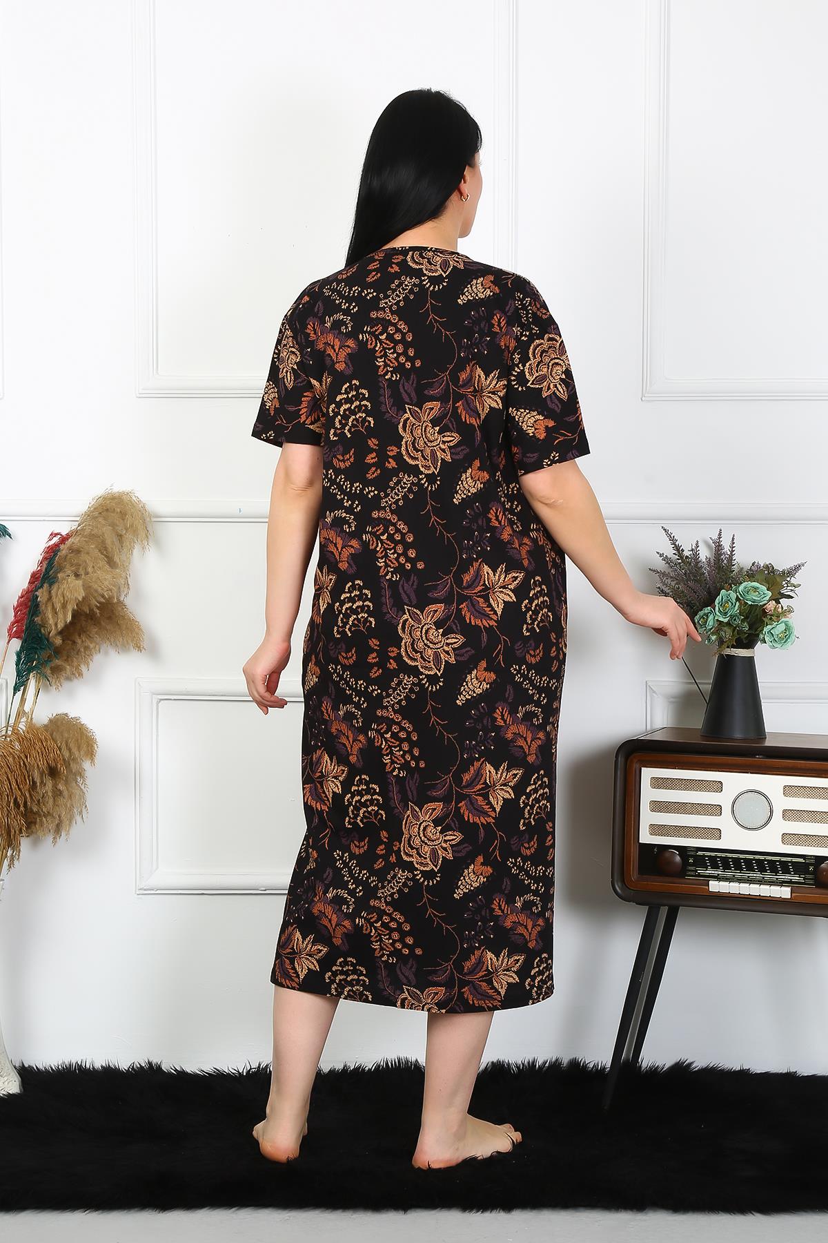 moda-cizgi-kadin-buyuk-beden-kisa-kol-siyah-anne-gecelik-1375-383634-77-B blank