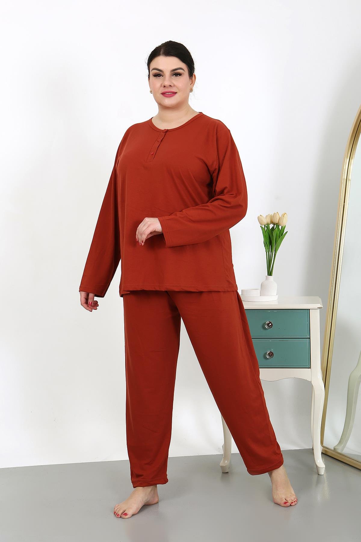 moda-cizgi-kadin-buyuk-beden-uzun-kol-penye-pijama-takimi-kiremit-202501-386428-77-B blank