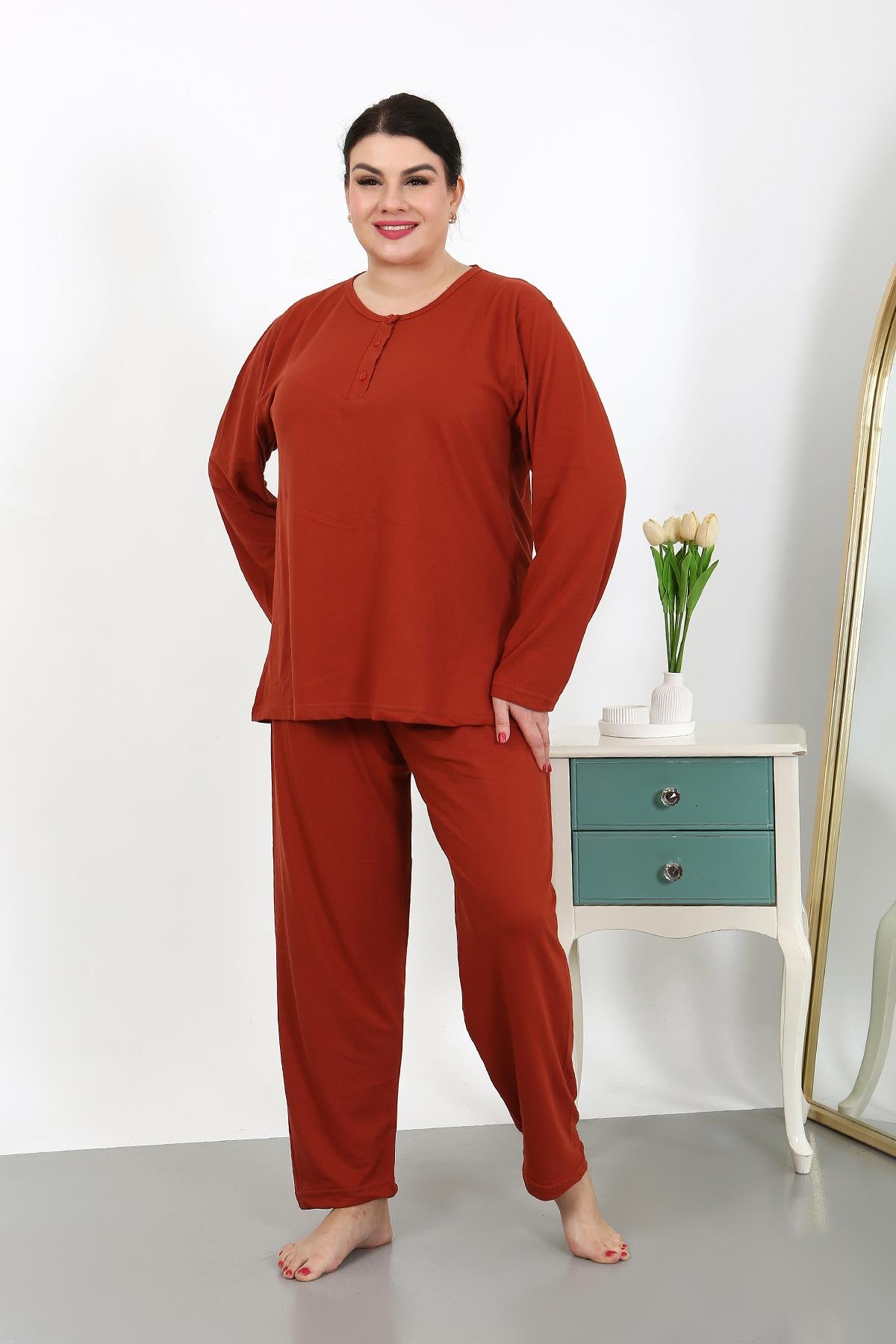 moda-cizgi-kadin-buyuk-beden-uzun-kol-penye-pijama-takimi-kiremit-202501-386429-77-B blank