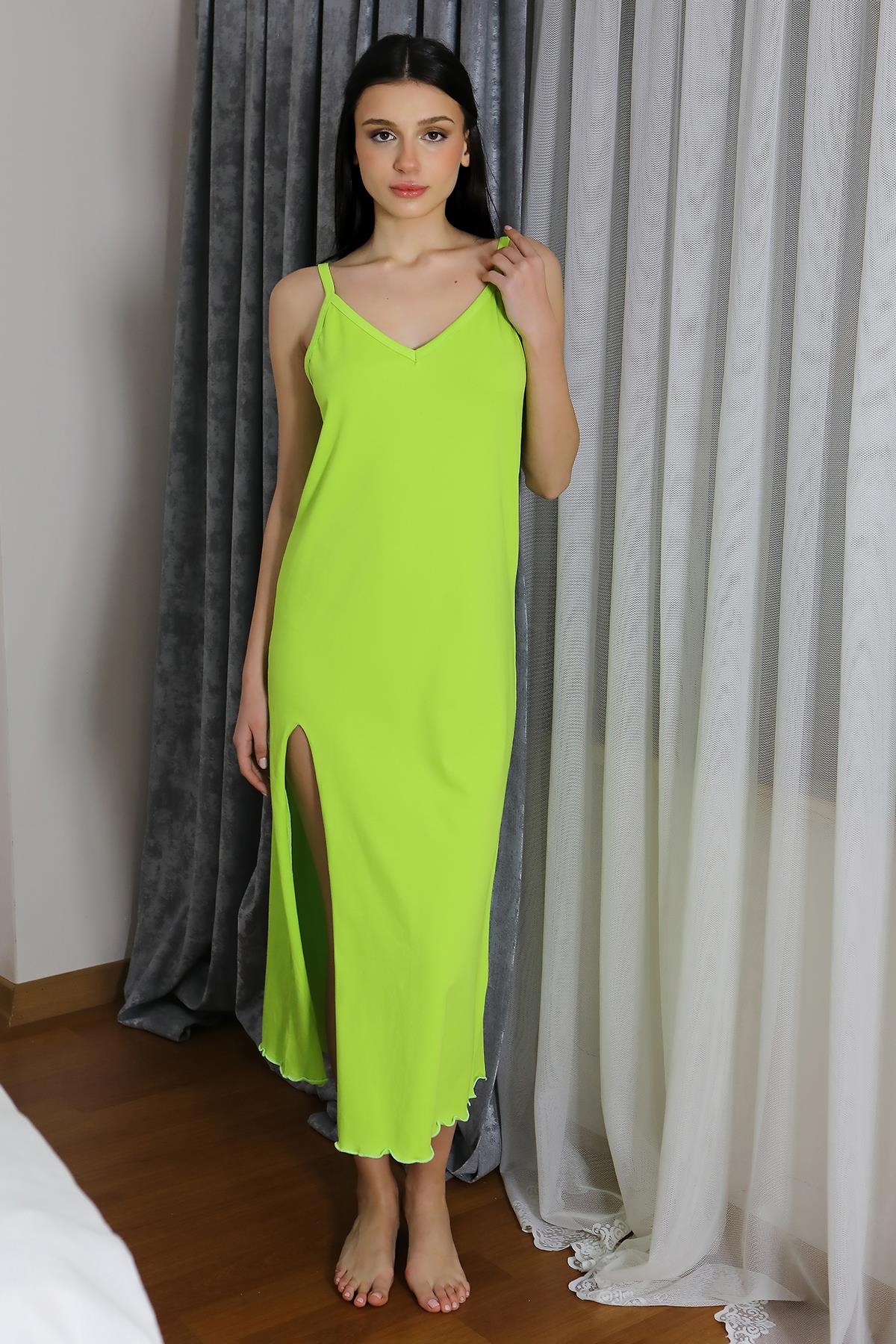 moda-cizgi-kadin-ip-askili-uzun-yirtmacli-pamuk-penye-gecelik-neonyesil-90125-386762-77-B blank