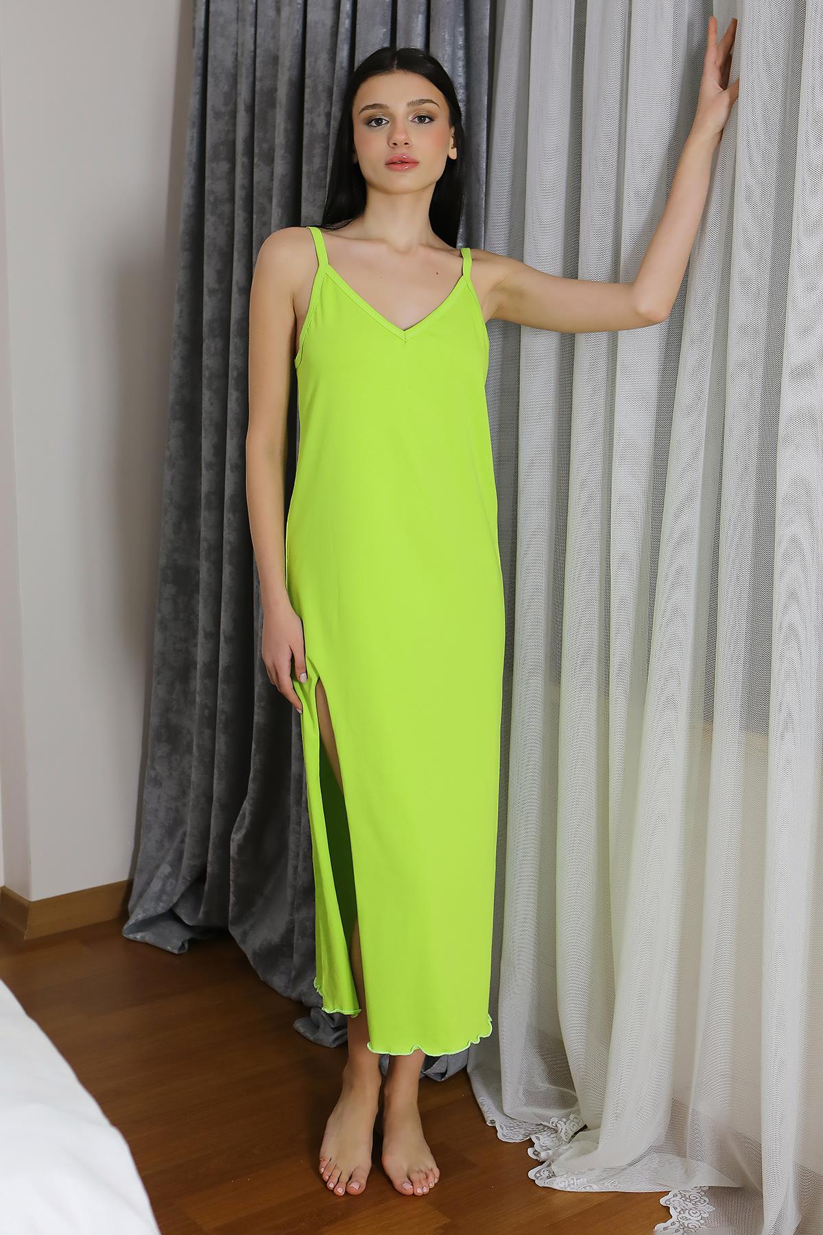 moda-cizgi-kadin-ip-askili-uzun-yirtmacli-pamuk-penye-gecelik-neonyesil-90125-386764-77-B blank