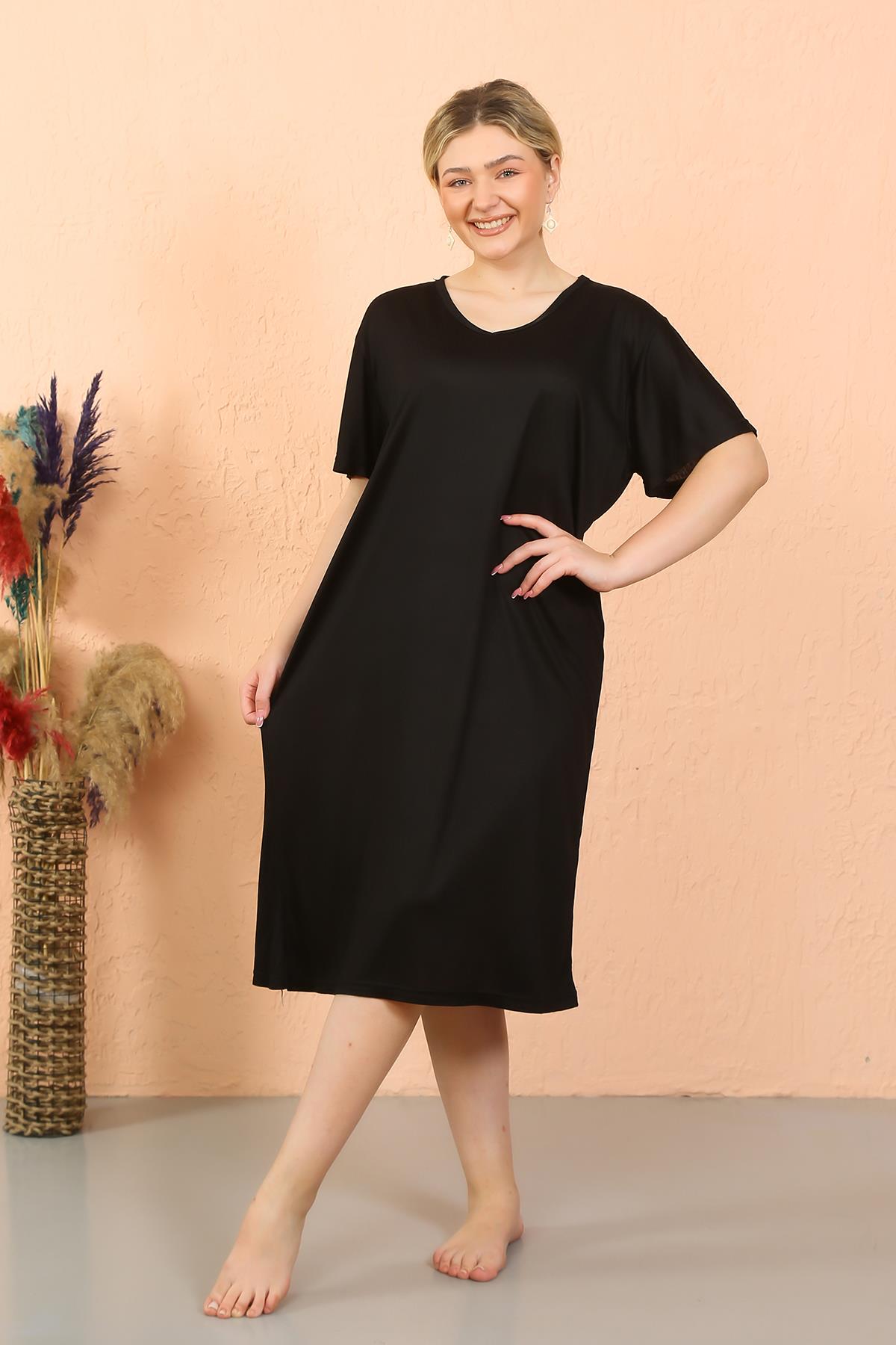moda-cizgi-kadin-kisa-kol-diz-alti-over-size-siyah-ev-elbisesi-geceligi-93410-382171-76-B blank