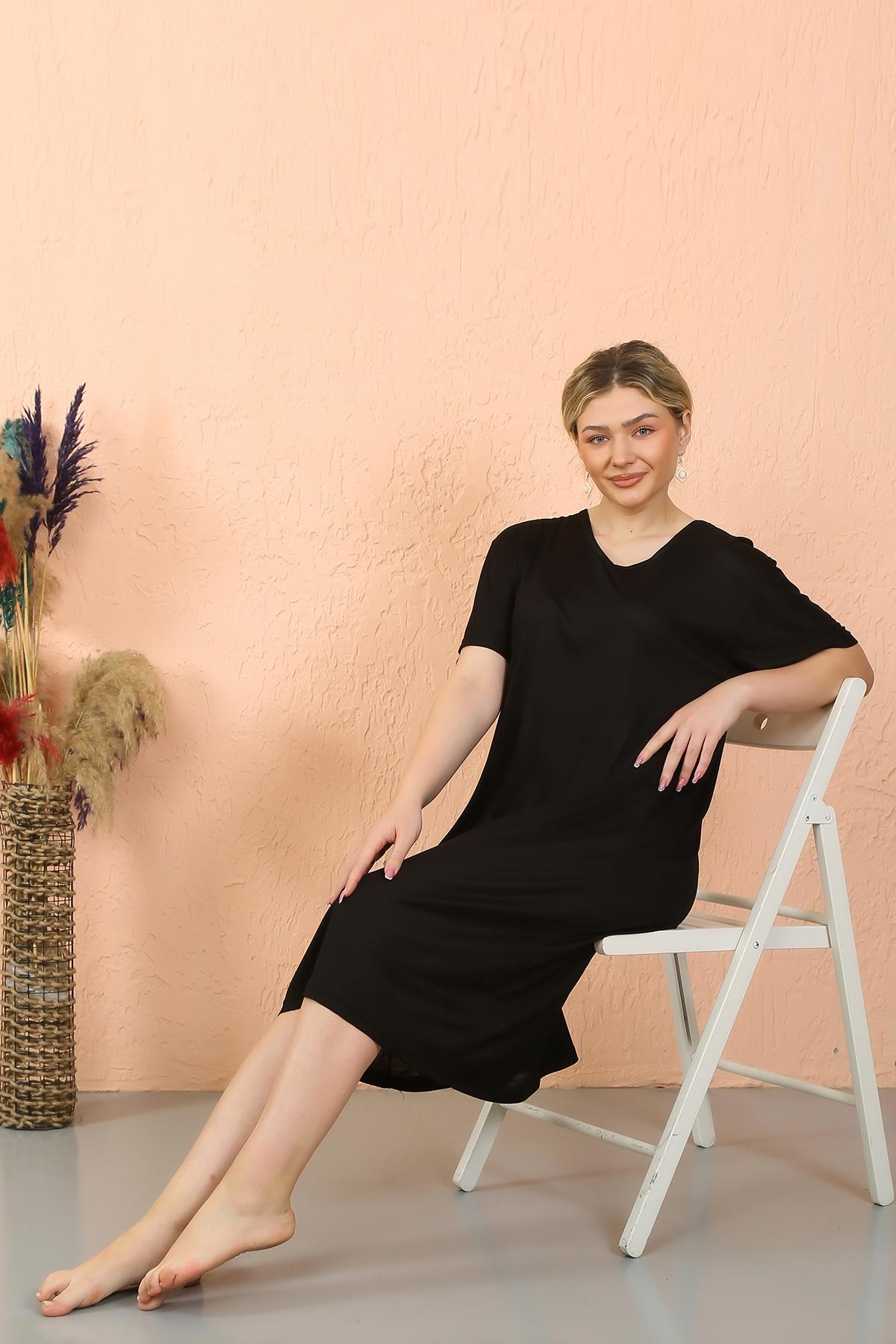moda-cizgi-kadin-kisa-kol-diz-alti-over-size-siyah-ev-elbisesi-geceligi-93410-382172-76-B blank