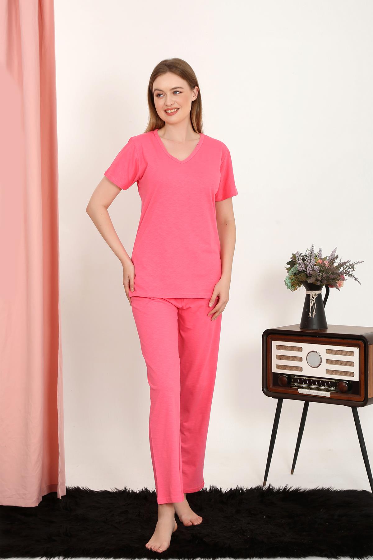 moda-cizgi-kadin-kisa-kol-pamuk-penye-pijama-takim-fusya-4213-381626-76-B blank