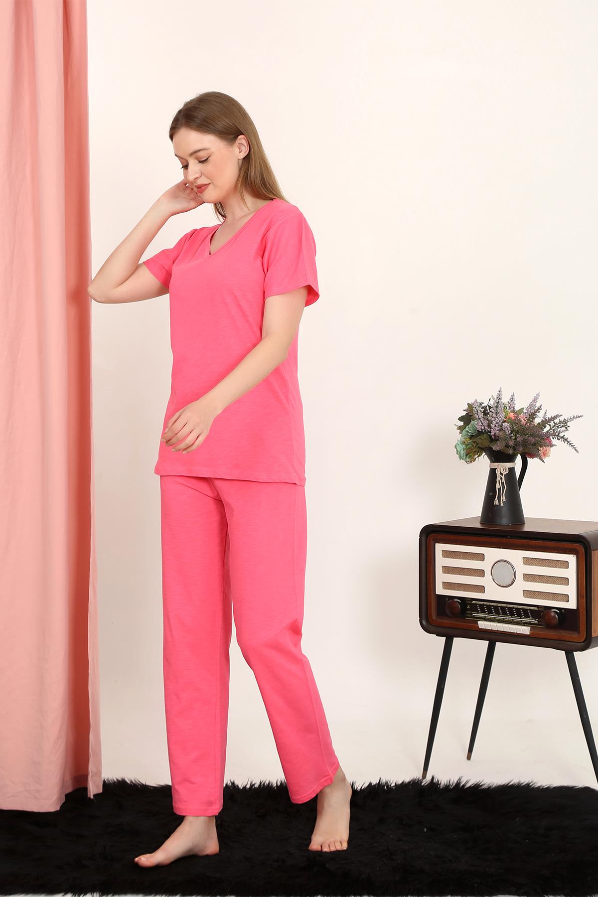 moda-cizgi-kadin-kisa-kol-pamuk-penye-pijama-takim-fusya-4213-381628-76-B blank
