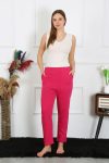 Moda Çizgi Women's Cotton 3 Thread Bottom Tracksuit with Pockets Fuchsia 27510