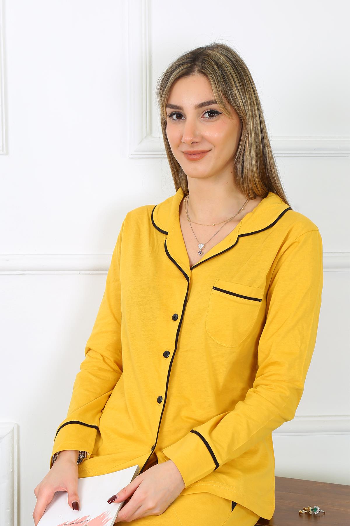 moda-cizgi-kadin-pamuk-penye-onden-dugmeli-uzun-kol-sari-pijama-takim-2782-383413-77-B blank