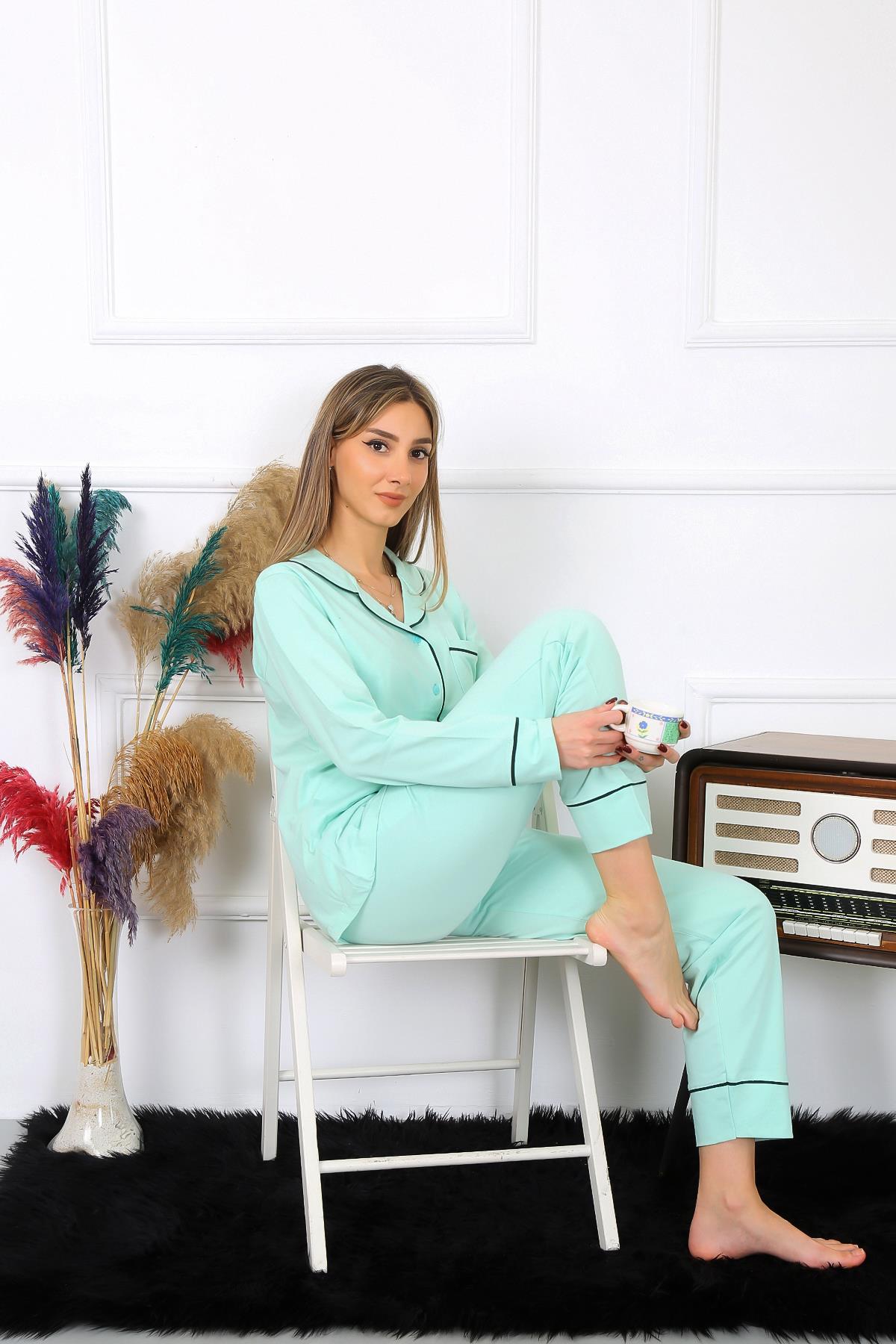 moda-cizgi-kadin-pamuk-penye-onden-dugmeli-uzun-kol-su-yesili-pijama-takim-2782-383409-77-B blank