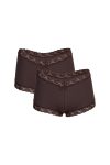Moda Çizgi Kadın Pamuklu 2li Boxer Kahve 40265