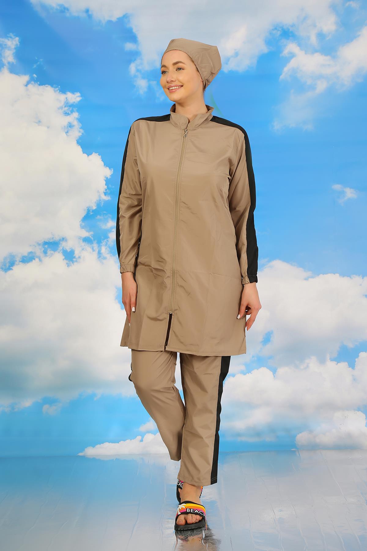 moda-cizgi-kadin-pantolonlu-kolu-seritli-tam-tesettur-mayo-bej-31066-382861-77-B blank