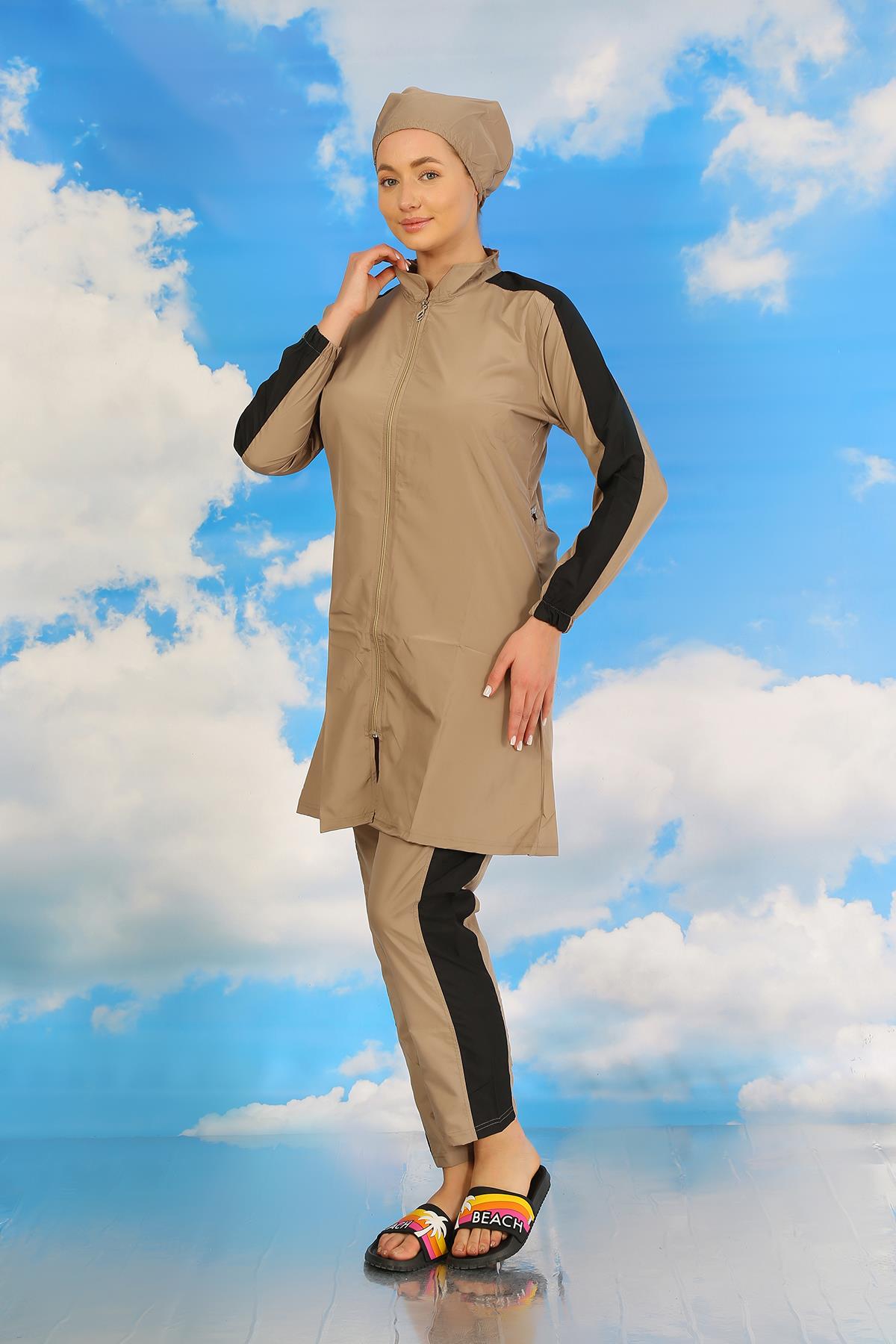 moda-cizgi-kadin-pantolonlu-kolu-seritli-tam-tesettur-mayo-bej-31066-382863-77-B blank