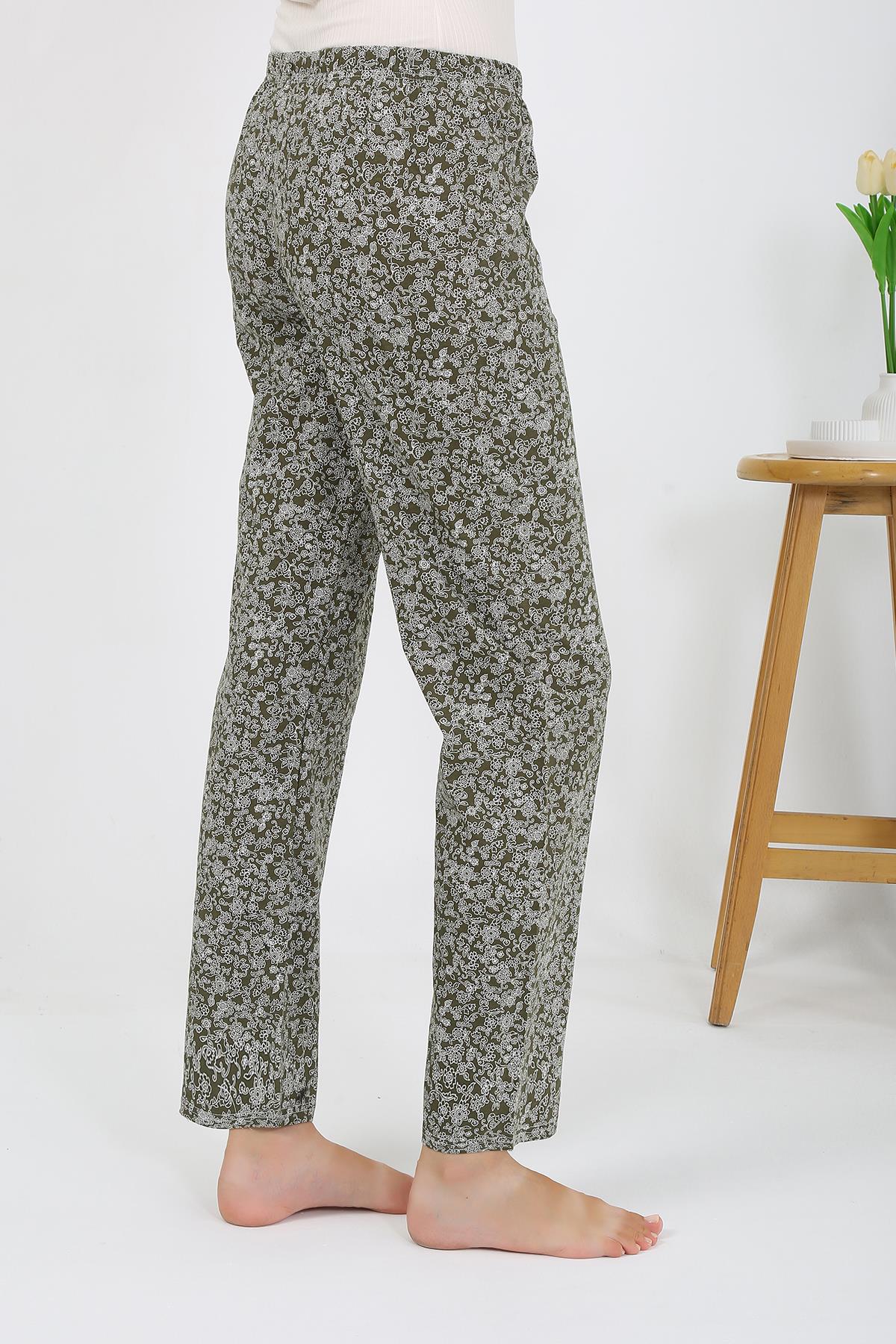 moda-cizgi-kadin-penye-desenli-tek-alt-pijama-27533-haki-385213-77-B blank