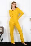 Moda Çizgi Women's Combed Cotton Long Sleeve Plaid Pajama Set 4167
