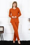 Moda Çizgi Women's Combed Cotton Long Sleeve Plaid Pajama Set 4168