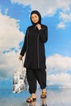 Moda Çizgi Women's Full Hijab Navy Blue Swimsuit 31060