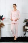 Moda Çizgi Women's Long Sleeve Pregnant Maternity Pajama Set Powder 45501