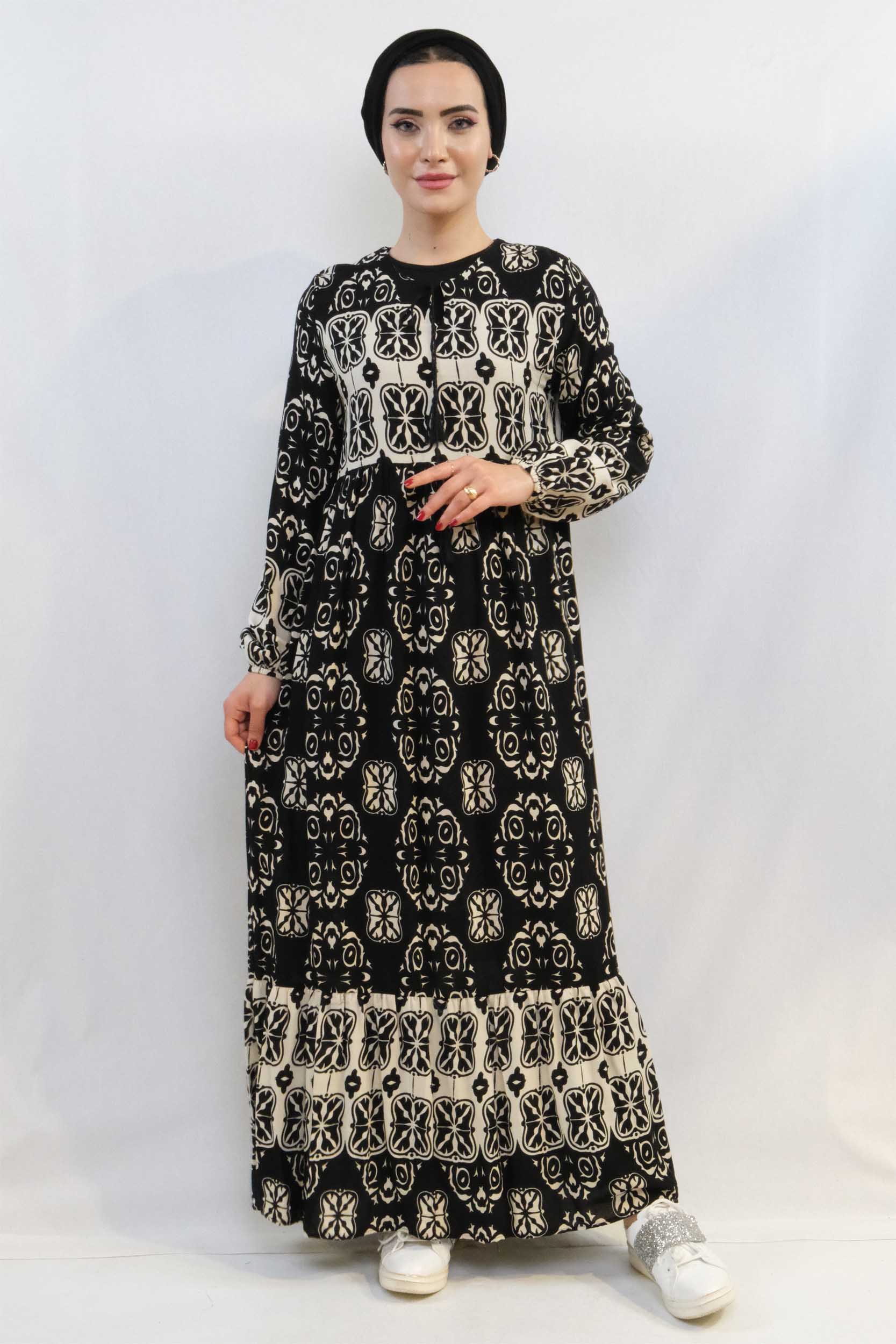 moda-cizgi-papatya-desen-elbise-siyah-339126-69-B blank