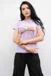 Moda Çizgi Shine Printed Tshirt Lilac