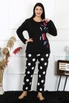 Moda Çizgi Women's Plus Size Combed Cotton Long Sleeve Pajama Set 202215