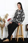 Moda Çizgi Women's Plus Size Combed Cotton Long Sleeve Pajama Set 202217