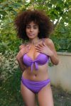 Moda Çizgi Women's Padded Bow Bottom Top Purple Bikini Set 35008