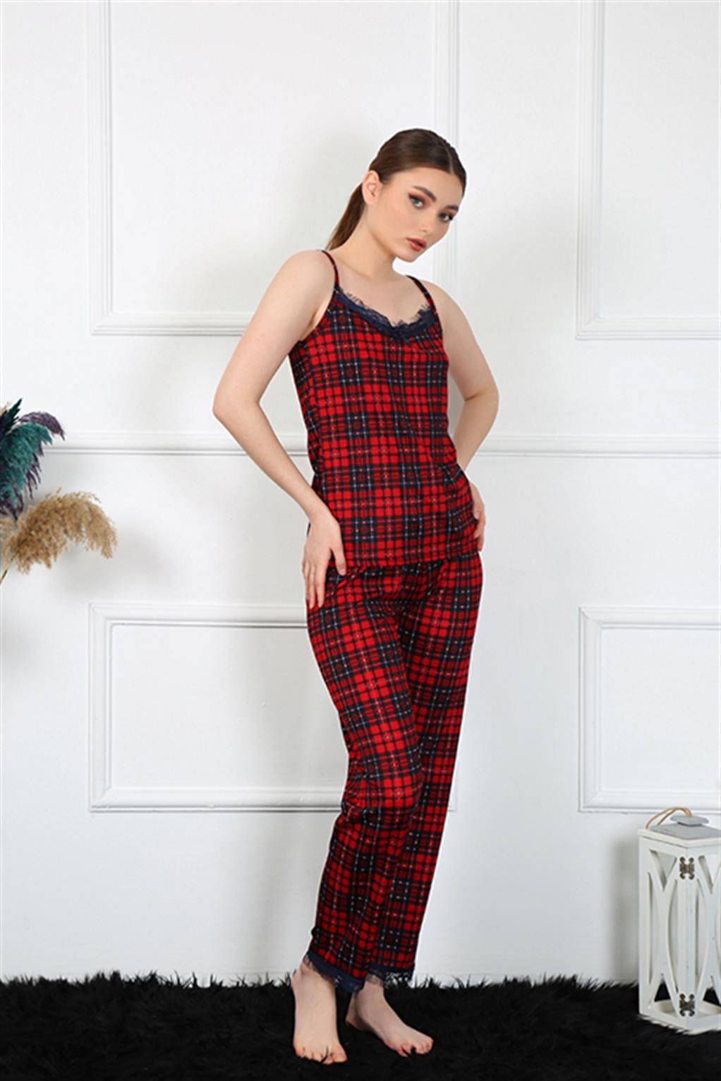 modacizgi-kadin-ip-askili-kirmizi-ekoseli-pijama-takim-4135-337545-69-B blank