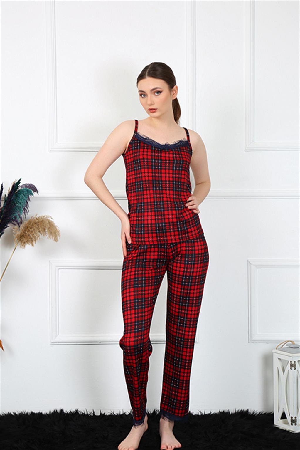 modacizgi-kadin-ip-askili-kirmizi-ekoseli-pijama-takim-4135-337546-69-B blank