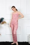 Moda Çizgi Women's Rope Strap Powder Pajama Set 4137