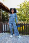 Moda Çizgi Women's Combed Cotton Wide Leg Pajama Set 4125