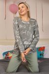 Moda Çizgi Women's Long Sleeve Combed Cotton Pajama Set 4206
