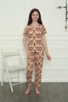 Moda Çizgi Girl's Combed Cotton Pajama Set 20396