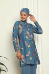 Moda Çizgi Full Hijab Digital Patterned Swimsuit 31043