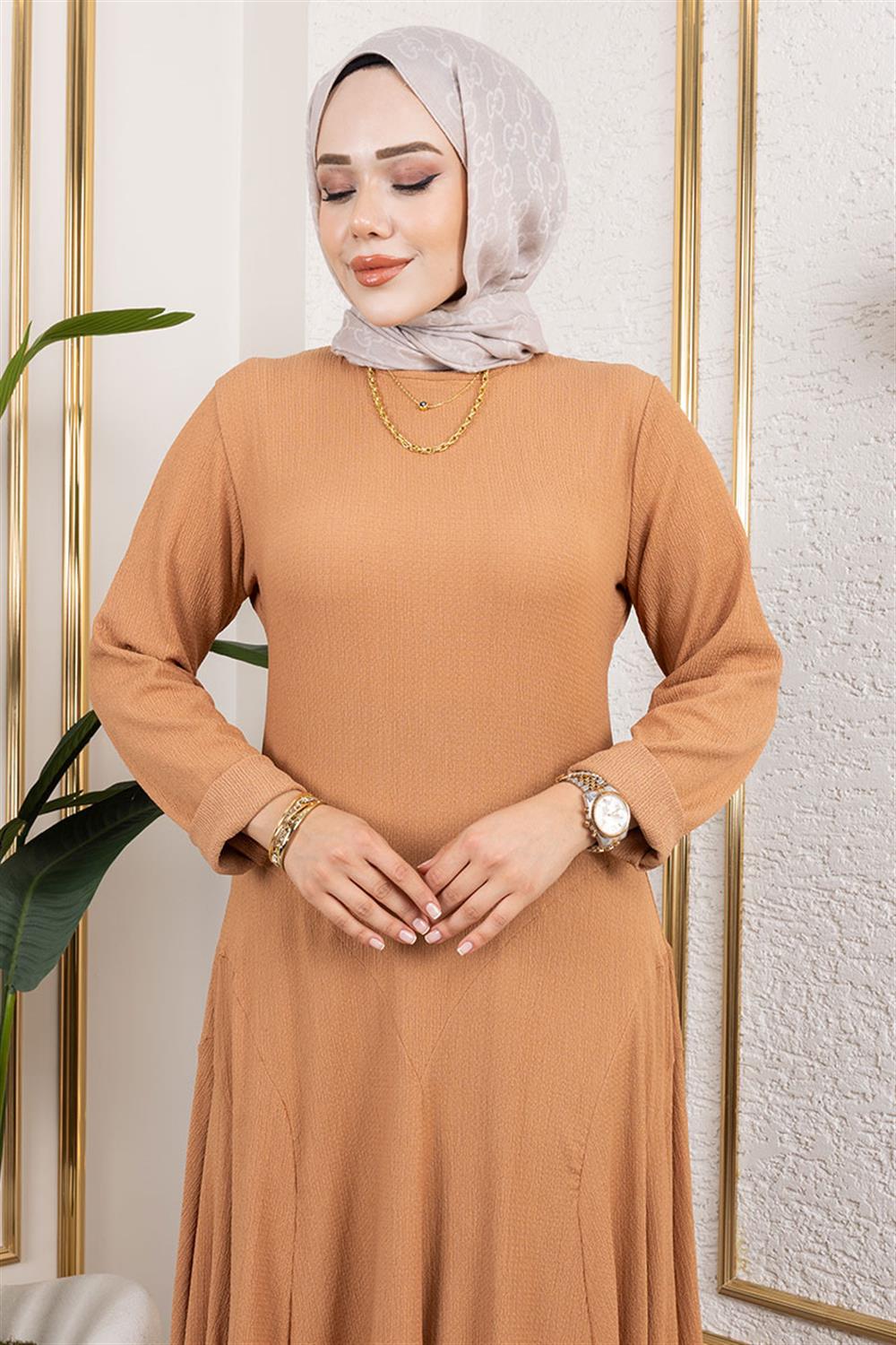 volan-detayli-burumcuk-elbise-taba-388929-78-B blank