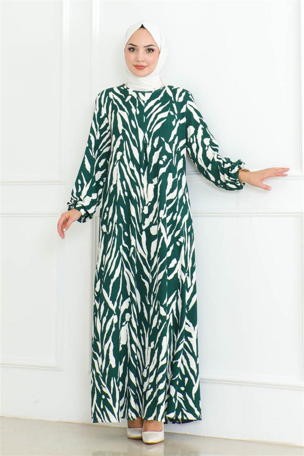 zebra-desen-tesettur-elbise-yesil-389612-78-B blank