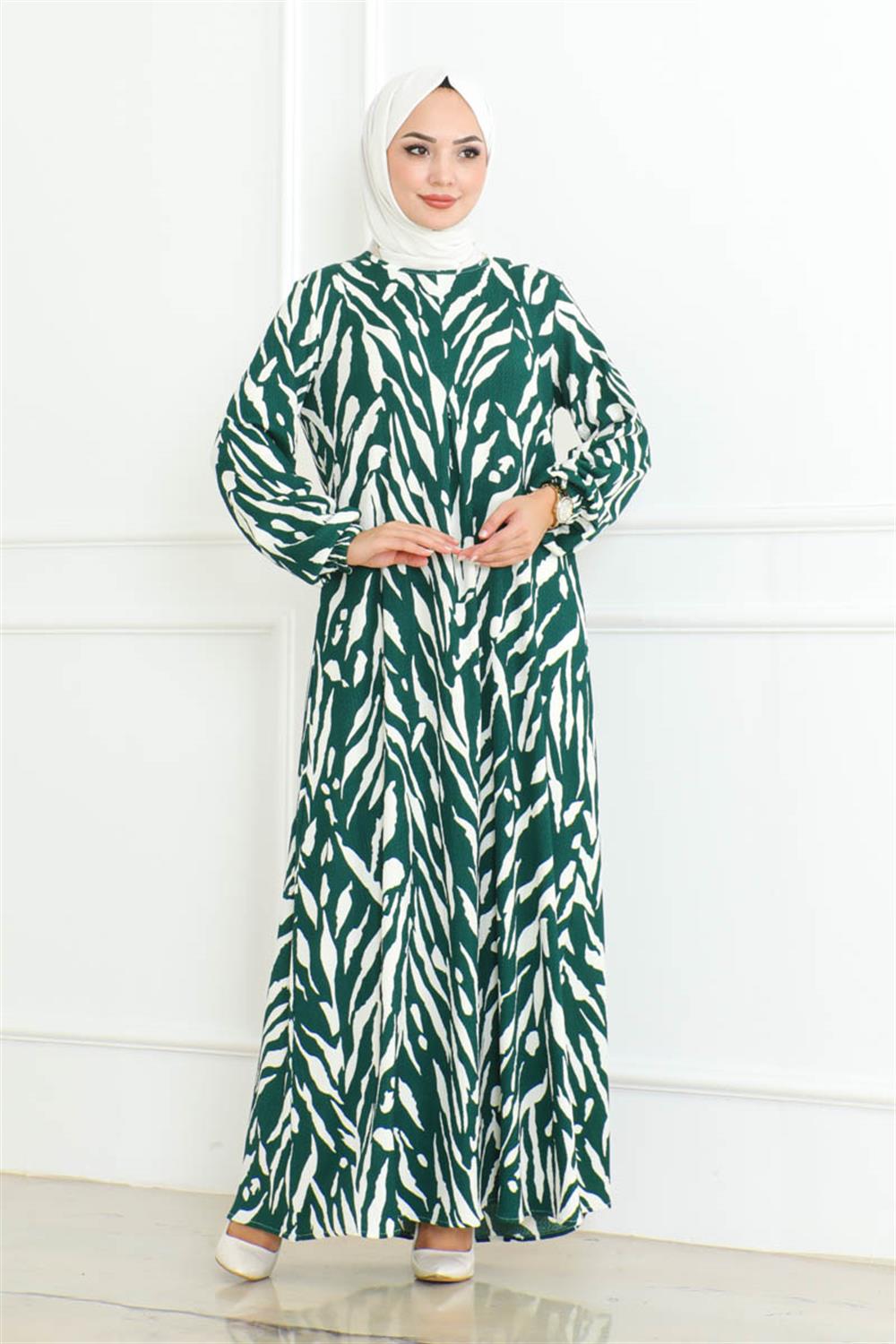 zebra-desen-tesettur-elbise-yesil-389615-78-B blank