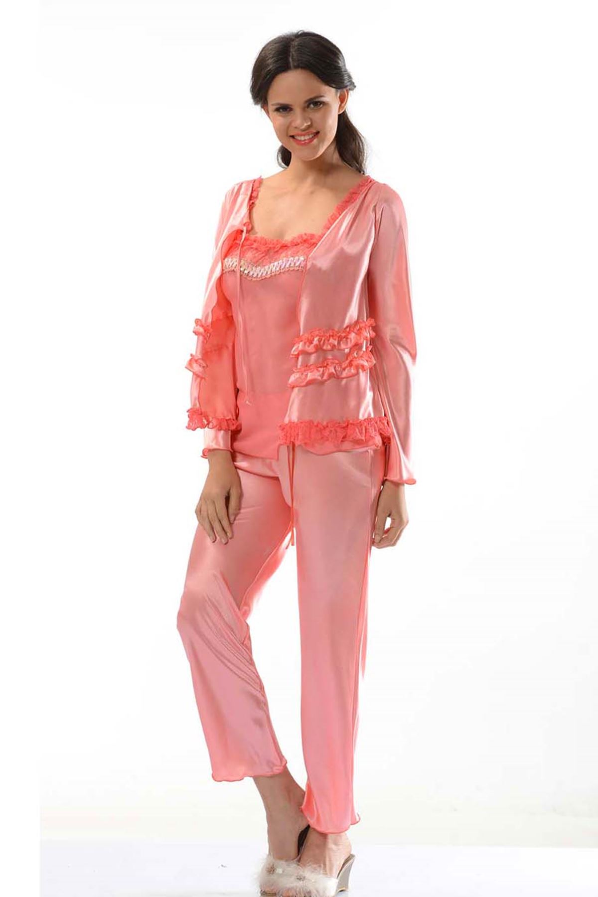 Nar Çiçeği Saten Pijama Takımı – 1413