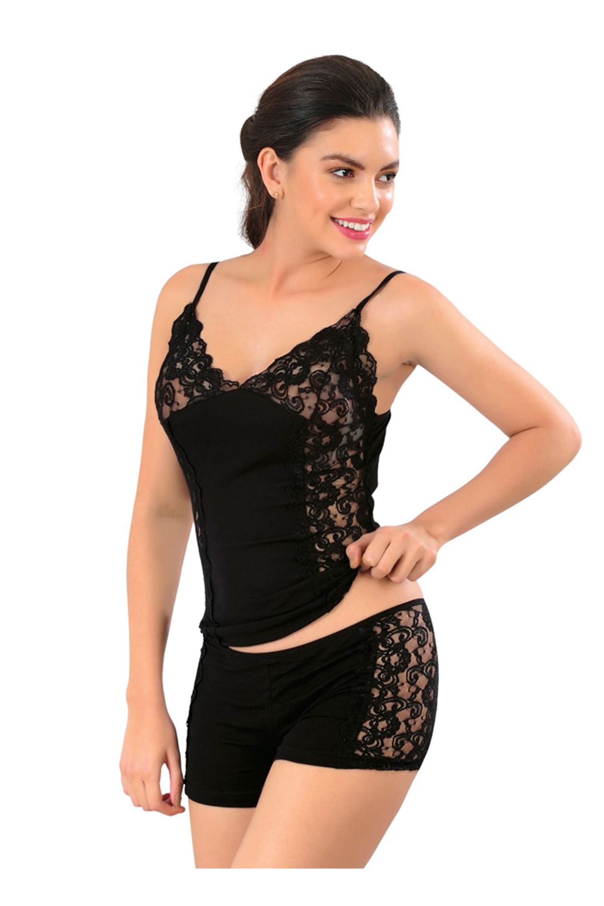 Siyah Atlet Şort Takım – 3018