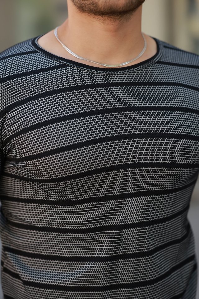 Erkek Petek Desenli Kısa Kollu T-shirt - Görsel 3