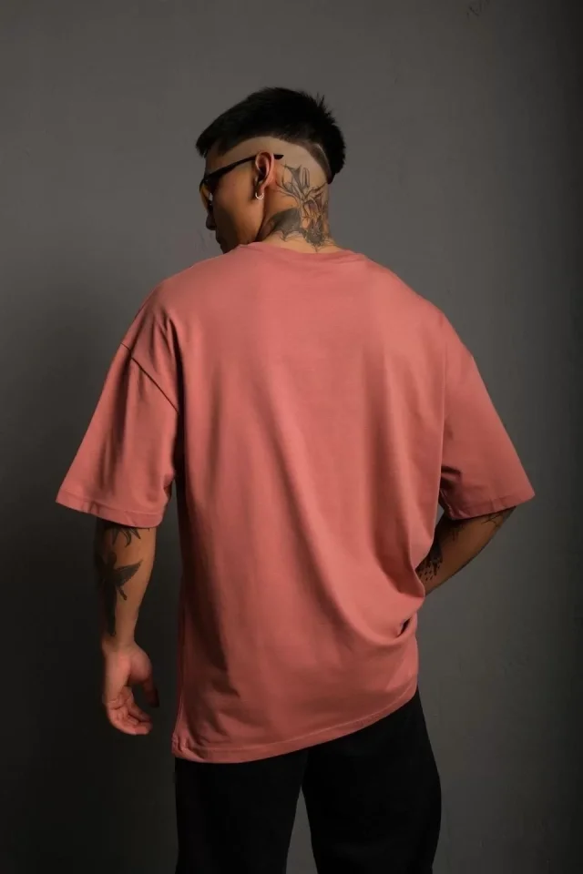 Erkek 24/1 Düz A Kalite Oversize T-shirt – Gül Kurusu