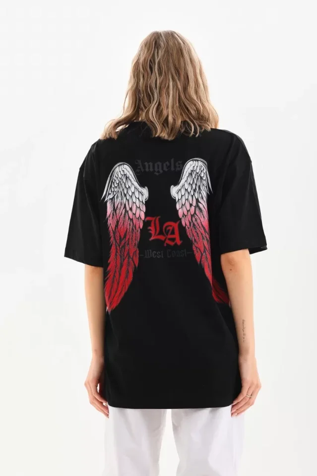 Unisex Baskılı Oversize T-Shirt – Siyah