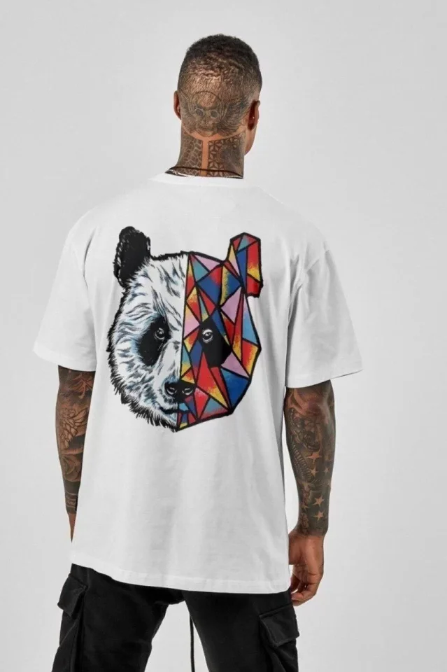 Unisex Baskılı Oversize T-Shirt – Beyaz