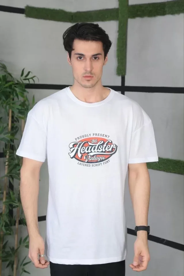 Unisex Baskılı Oversize T-Shirt – Beyaz